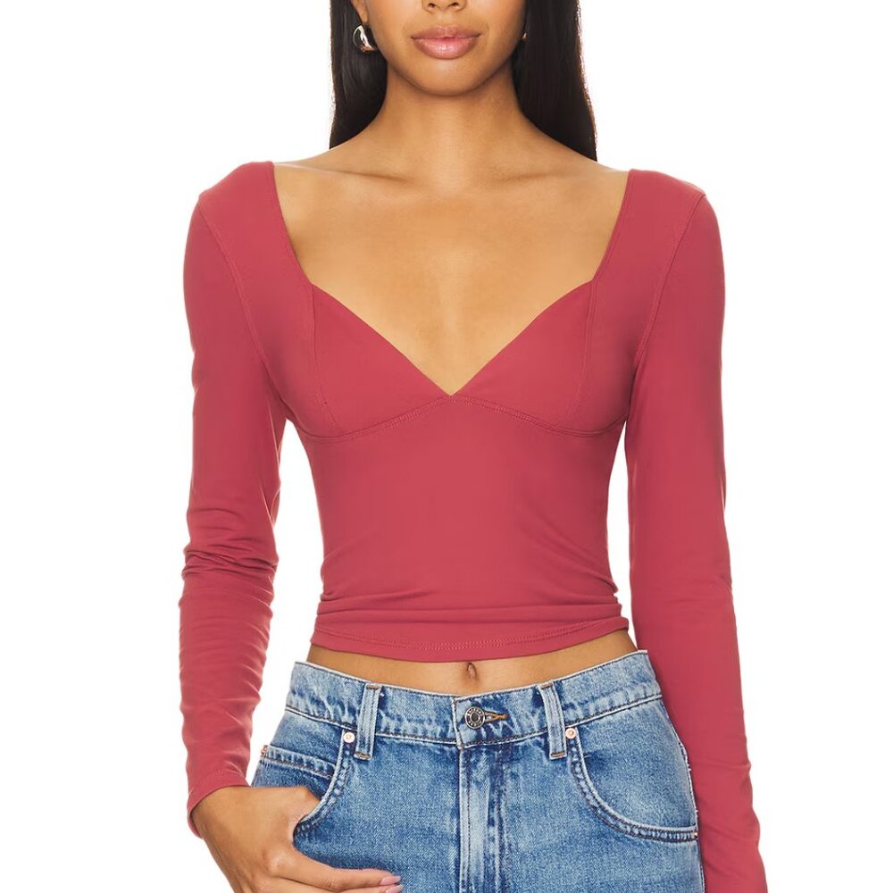 Intimately FP Duo Corset Long Sleeve Cami | Size L | New With Tag | Vintage Wine